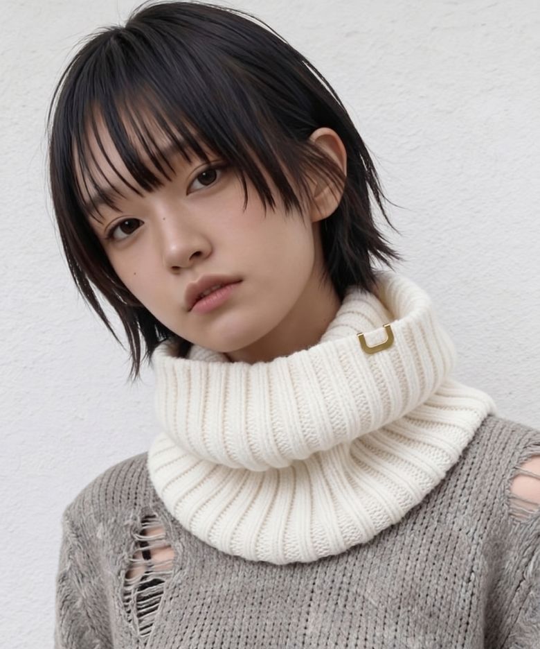 겨울 목도리 NECK WARMER / RIB / LAMBS WOOL / CREAM