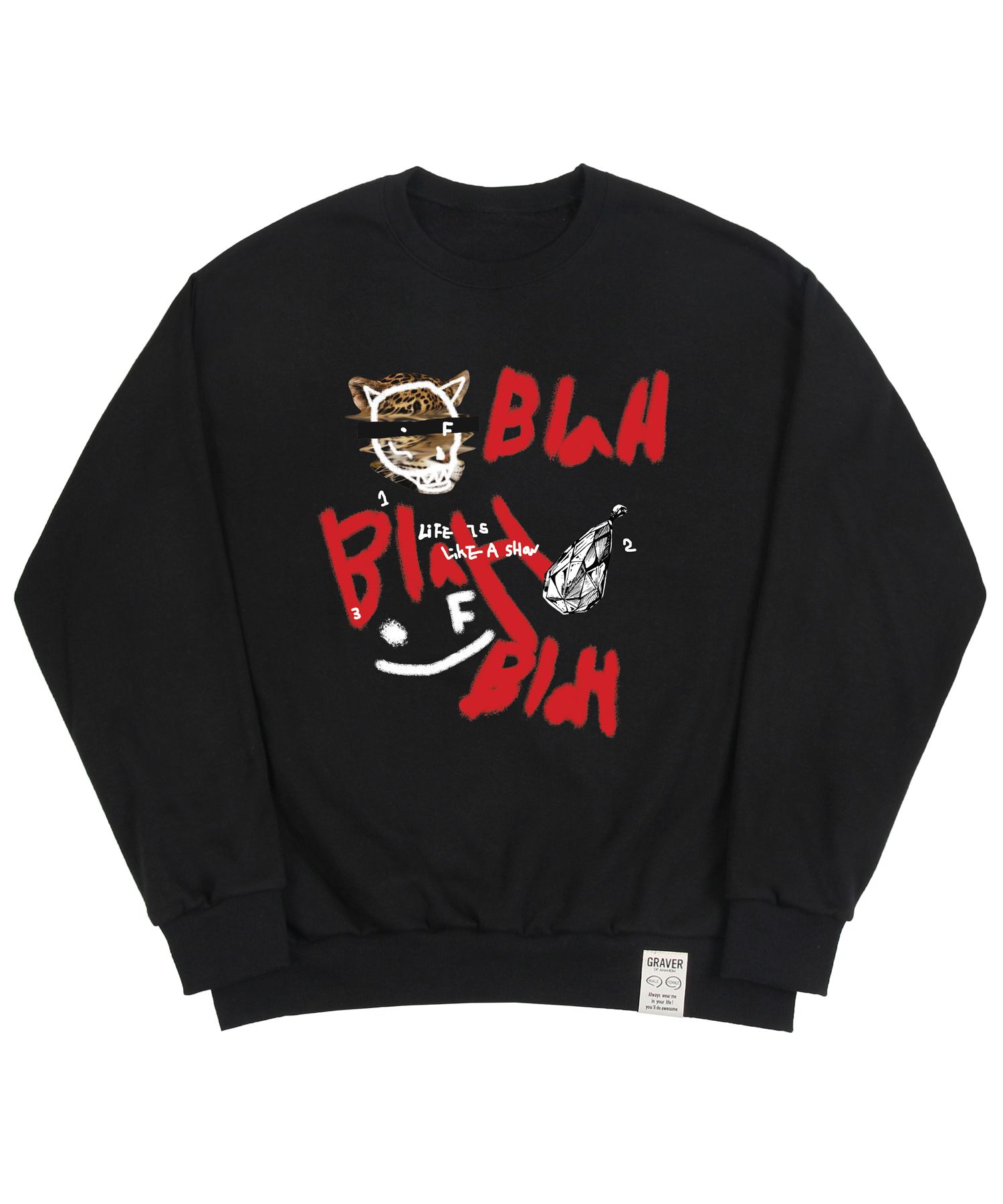 [GRAVER]★BLAH BLAH SMILE SWEATSHIRT MUSINSA | GRAVER [UNISEX] BLAH BLAH Smile Sweatshirt_Black