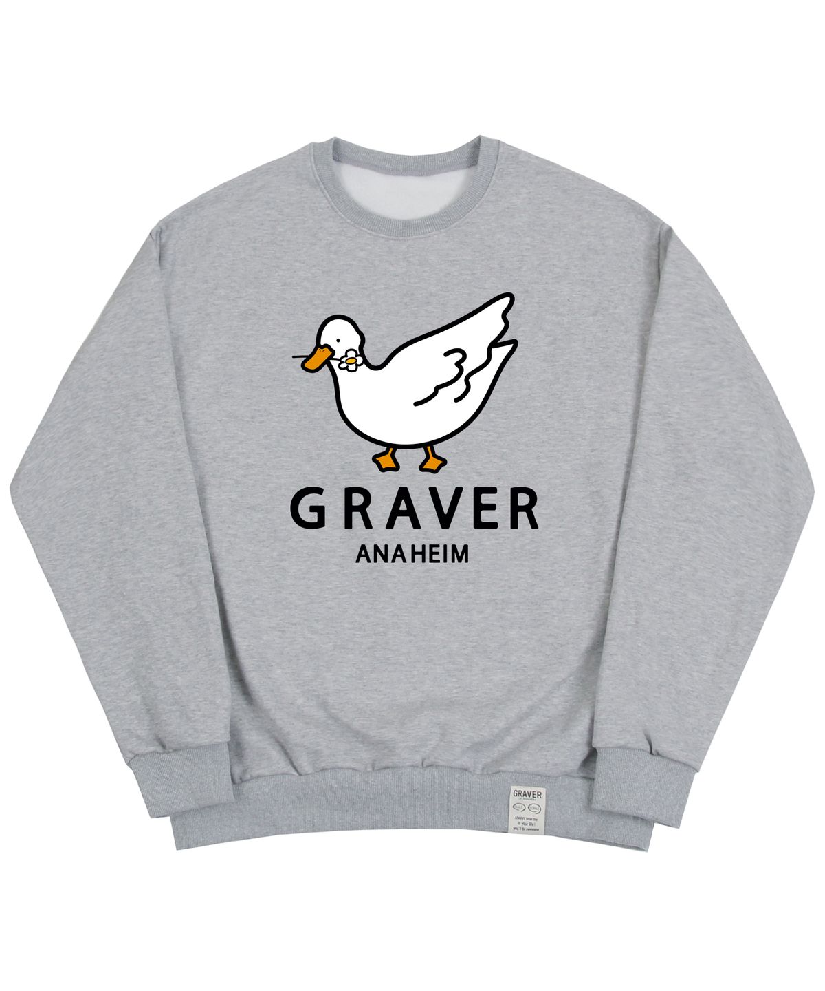 그레이버(GRAVER) [UNISEX]화이트 덕 스마일 맨투맨_그레이