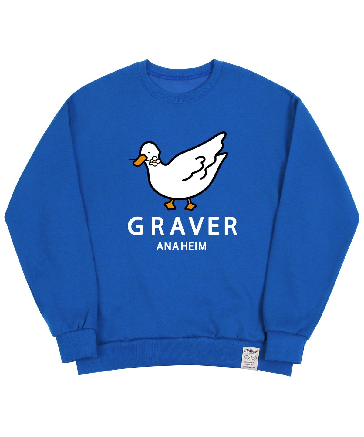 그레이버(GRAVER) [UNISEX]화이트 덕 스마일 맨투맨_코발트블루