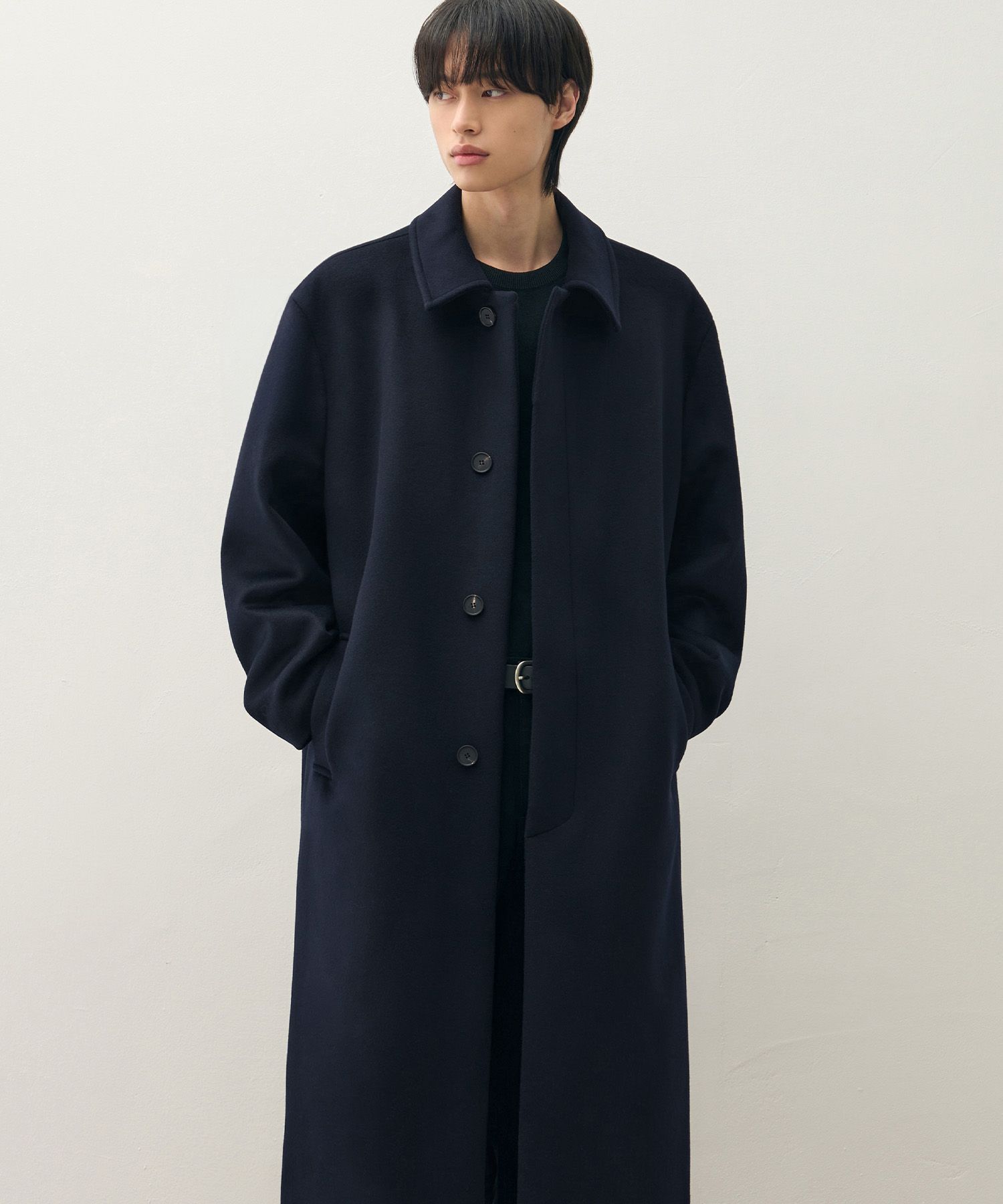 MUSINSA | DRAW FIT Premier Pure Cashmere Balmacaan Coat [D.NAVY]