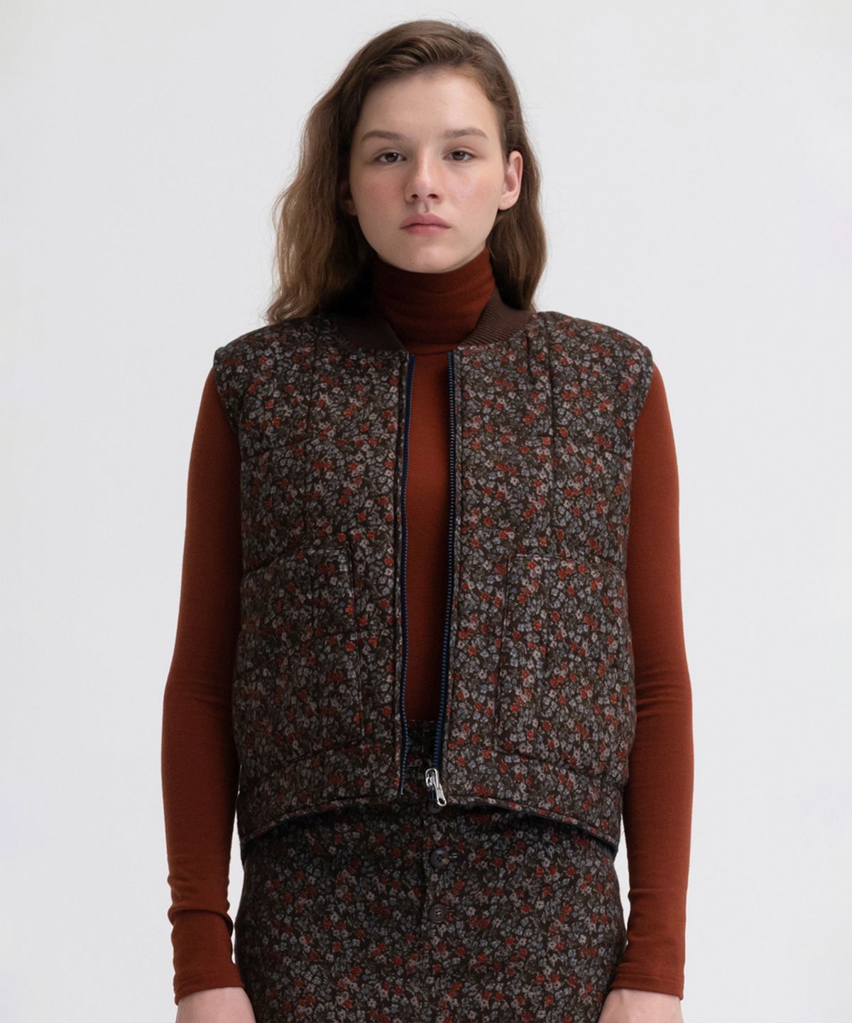 벤시몽(BENSIMON) PATTERN QUILTED VEST - BROWN