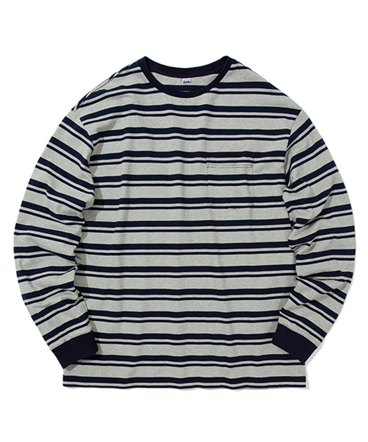 소프터(SOFTUR) LS BORDER T-SHIRT (GREY/NAVY)