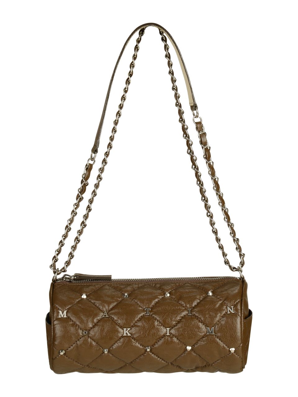 MUSINSA | MATIN KIM STUD CYLINDER QUILTING BAG IN BROWN