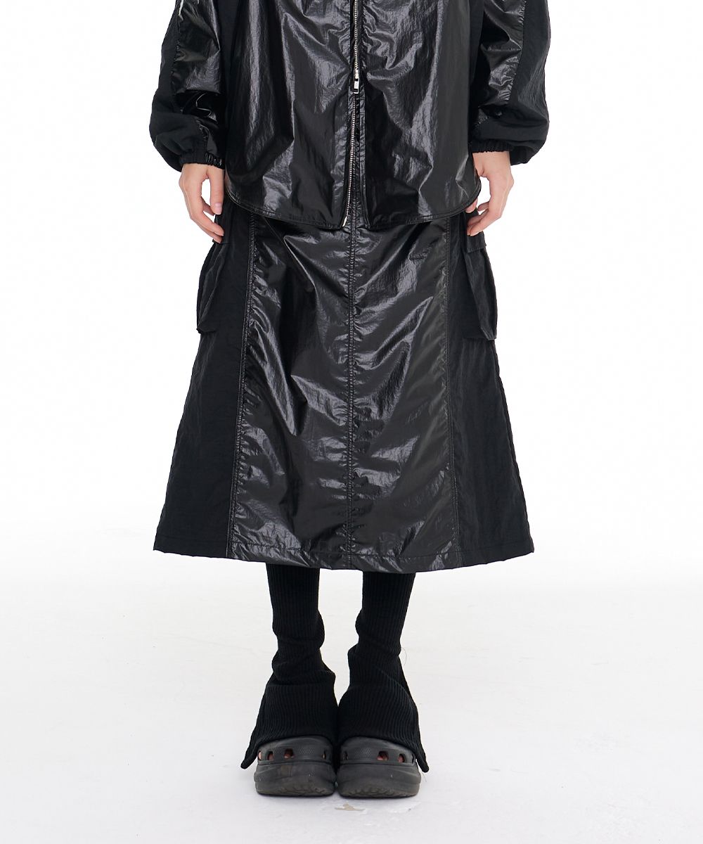 ◆ITZAVIBE◆ Windbreaker long skirt ICC22WSK11BK MUSINSA | ITZAVIBE [ICC22WSK11BK] Windbreaker Long skirt