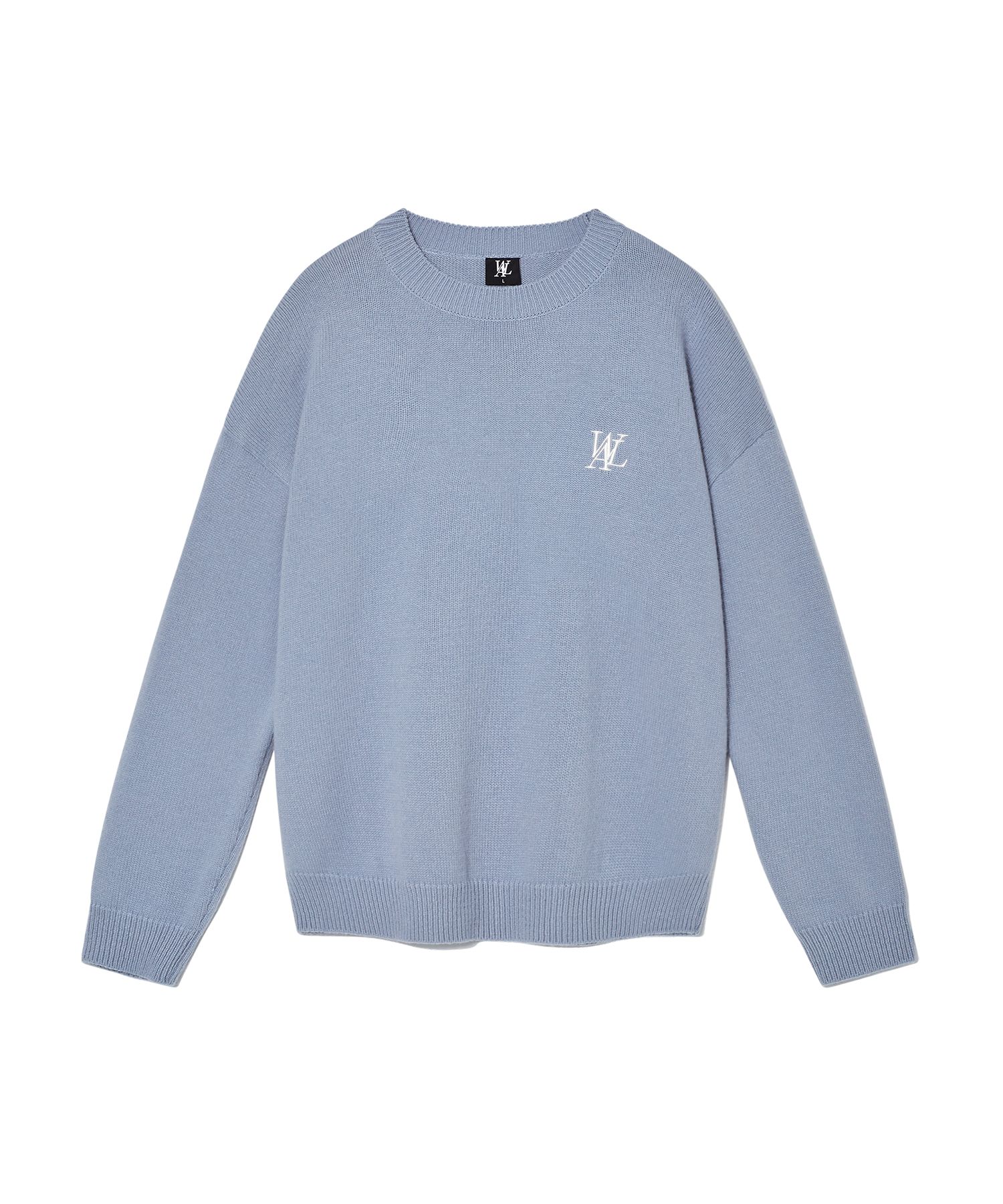 MUSINSA公式 | WOOALONG Signature loose fit basic knit - BLUE