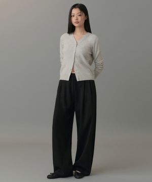 우먼즈 더블 니트 투 턱 와이드 라운지 스웨트 팬츠 [블랙]