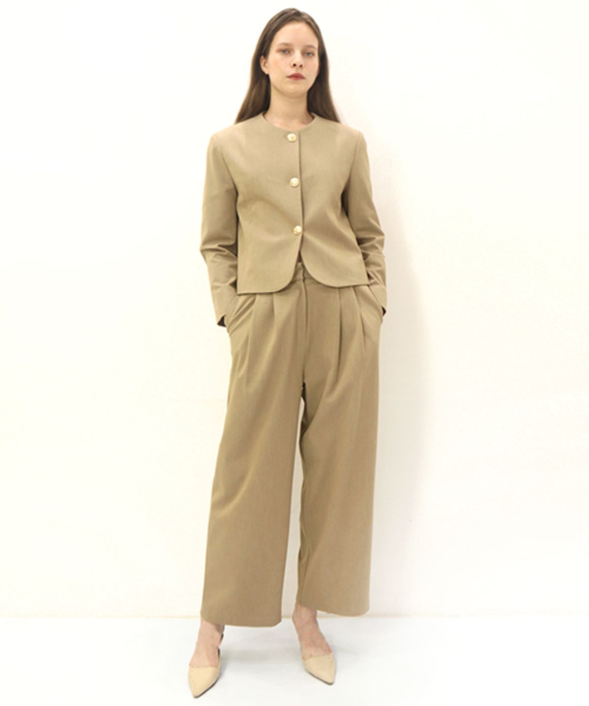 데미지니모닉(DAMAGE MNEMONIC) 2핀턱 베이지 팬츠_2 Pin tuck Beige PT