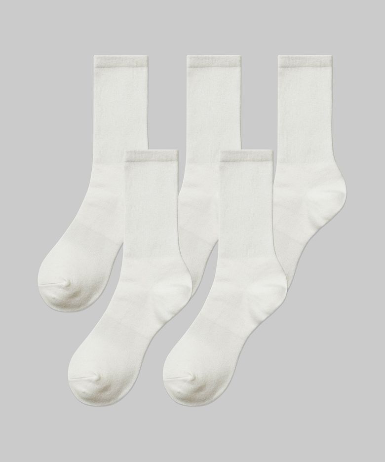 메리노 울 라이트웨이트 크루 삭스 5팩 [화이트]