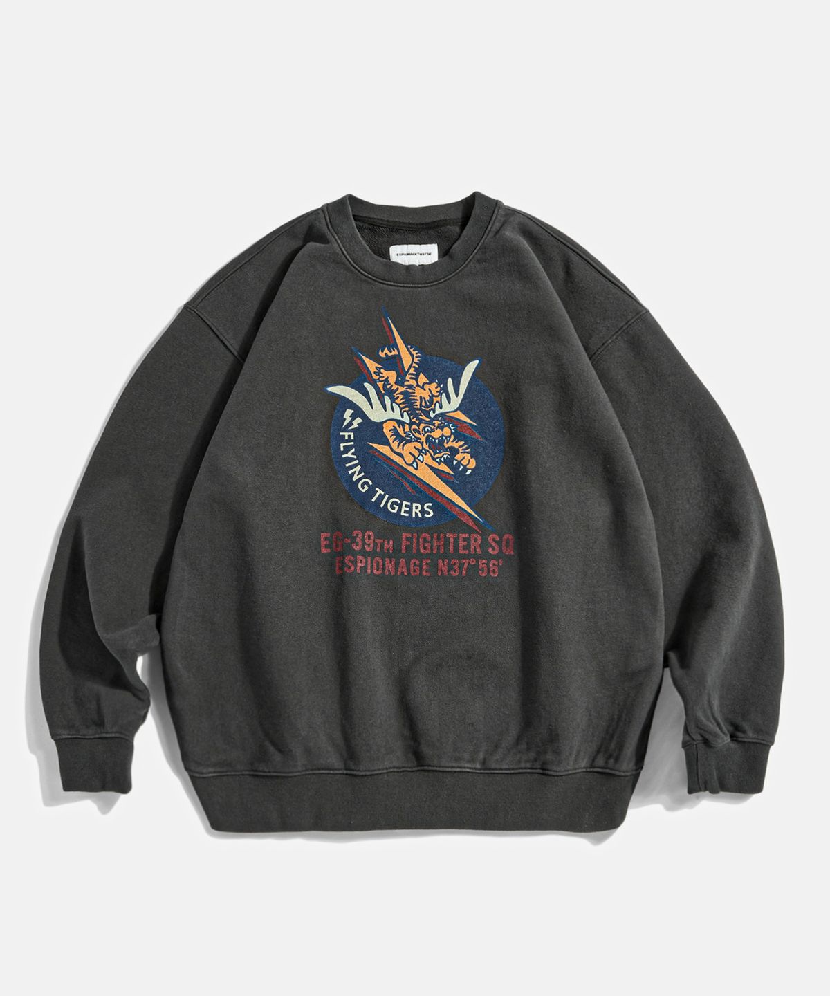 에스피오나지(ESPIONAGE) Flying Tigers Heavyweight Sweatshirt Vintage Black