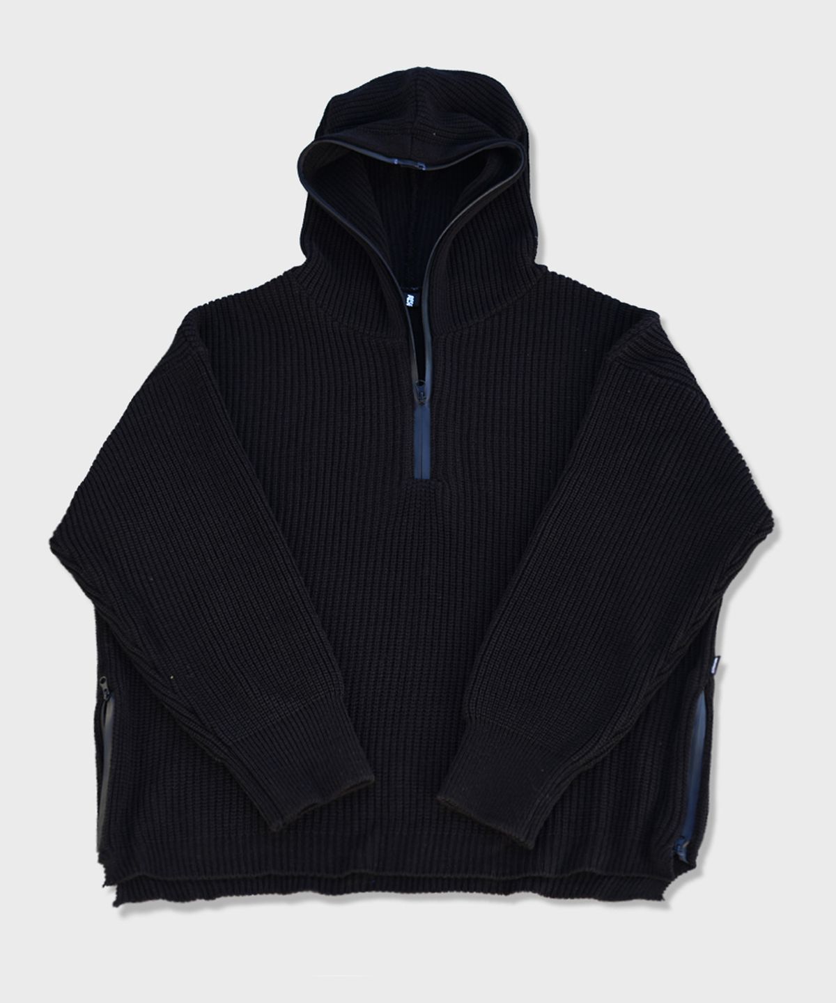 리스펙트(RESPECT) half zip up wool blend knit hood