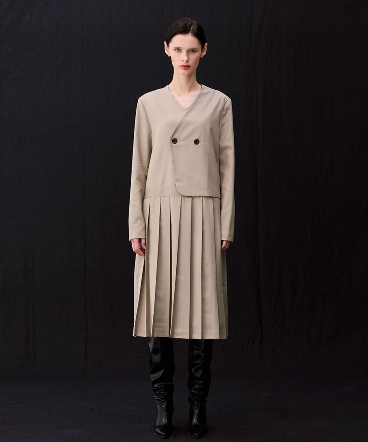 위메농(OUI MAIS NON) Alexa wool pleasts dress