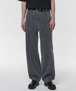 트위스트 세미 벌룬 데님 팬츠 [그레이]