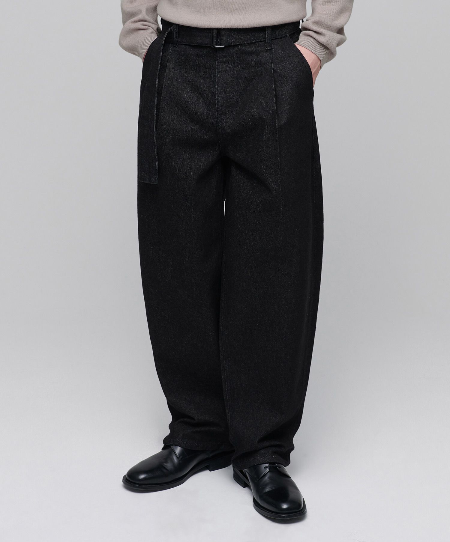 ★MUSINSA STANDARD★ Belted Semi Balloon Denim Pants Low Bla MUSINSA | MUSINSA STANDARD Belted Semi Balloon Denim Pants