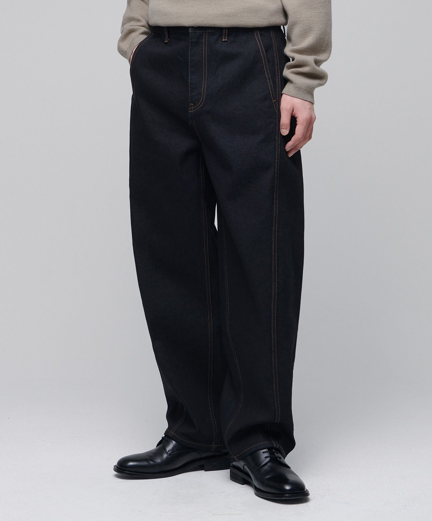 ★MUSINSA STANDARD★ Denim Wide Balloon Pants Washed Black M MUSINSA | MUSINSA STANDARD Twisted Semi Balloon Denim Pants