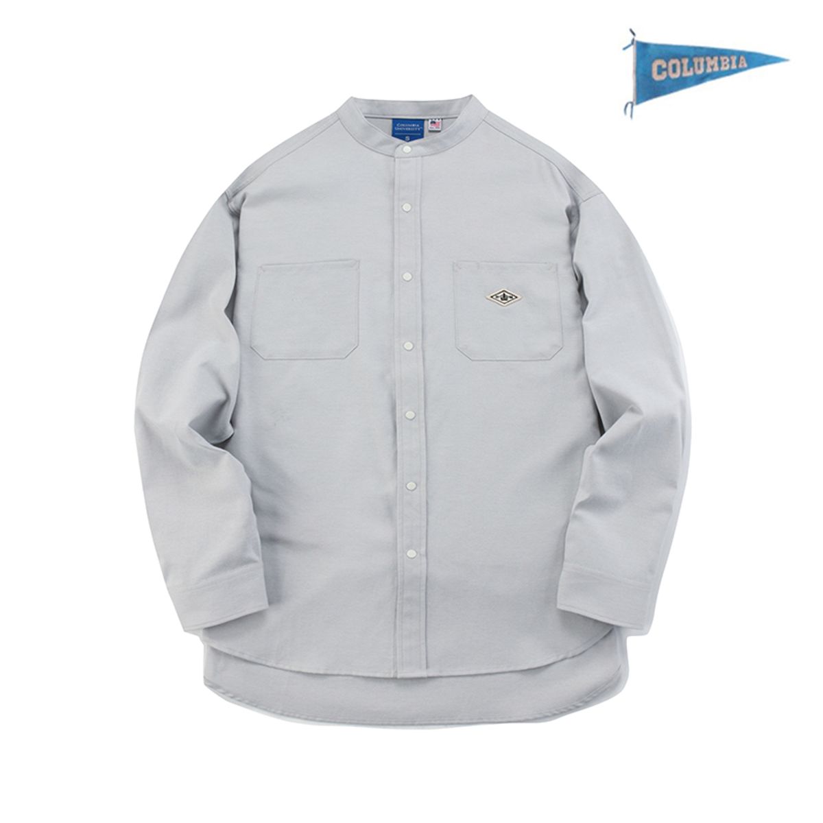 컬럼비아 유니버시티(COLUMBIA UNIVERSITY) 1754 CROWN OVERFIT OXFORD HENLY NECK SHIRTS 그레이