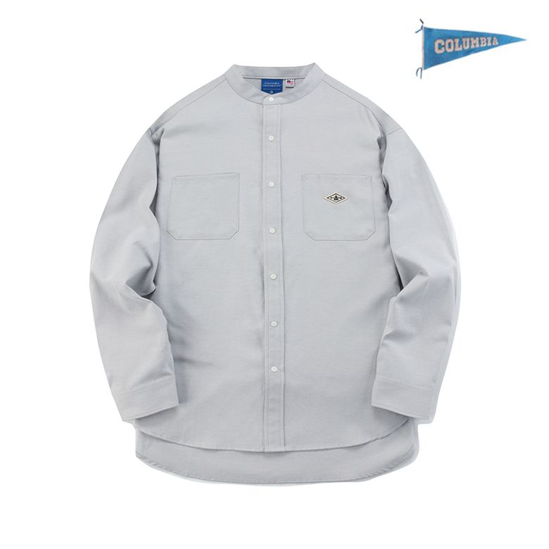 1754 CROWN OVERFIT OXFORD HENLY NECK SHIRTS 그레이