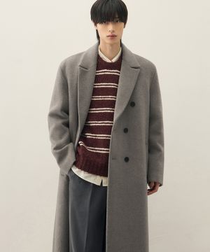 프리미어 퓨어 울 로브 더블 코트 [MELANGE TAUPE]