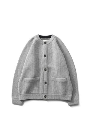 Annette Superfine Wool Heavy Rib Knit Cardigan Melange Gray