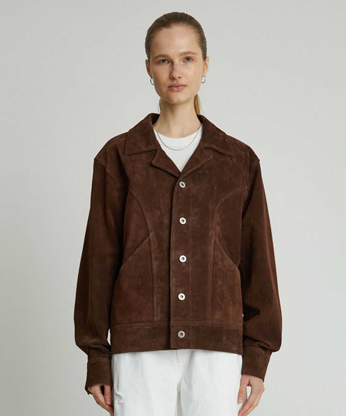 앤드로스(ANDROS) Suede Trucker Jacket (Dark Brown)