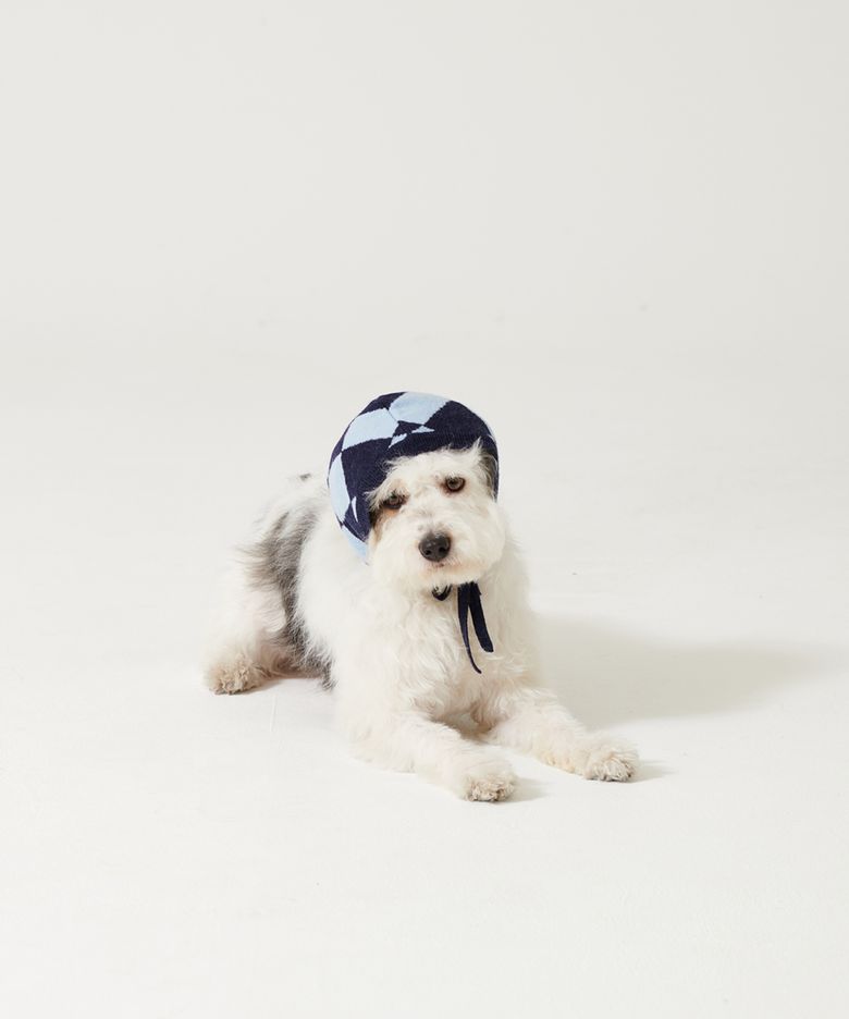 DIAMOND BABY ALPACA BONNET - NAVY