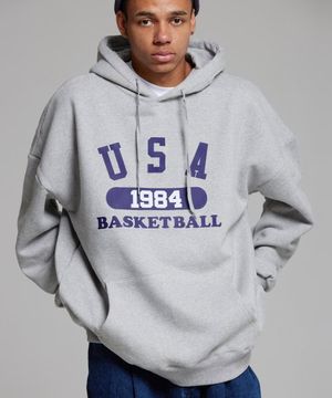 유에스에이 바스켓볼 후드티 그레이 네이비