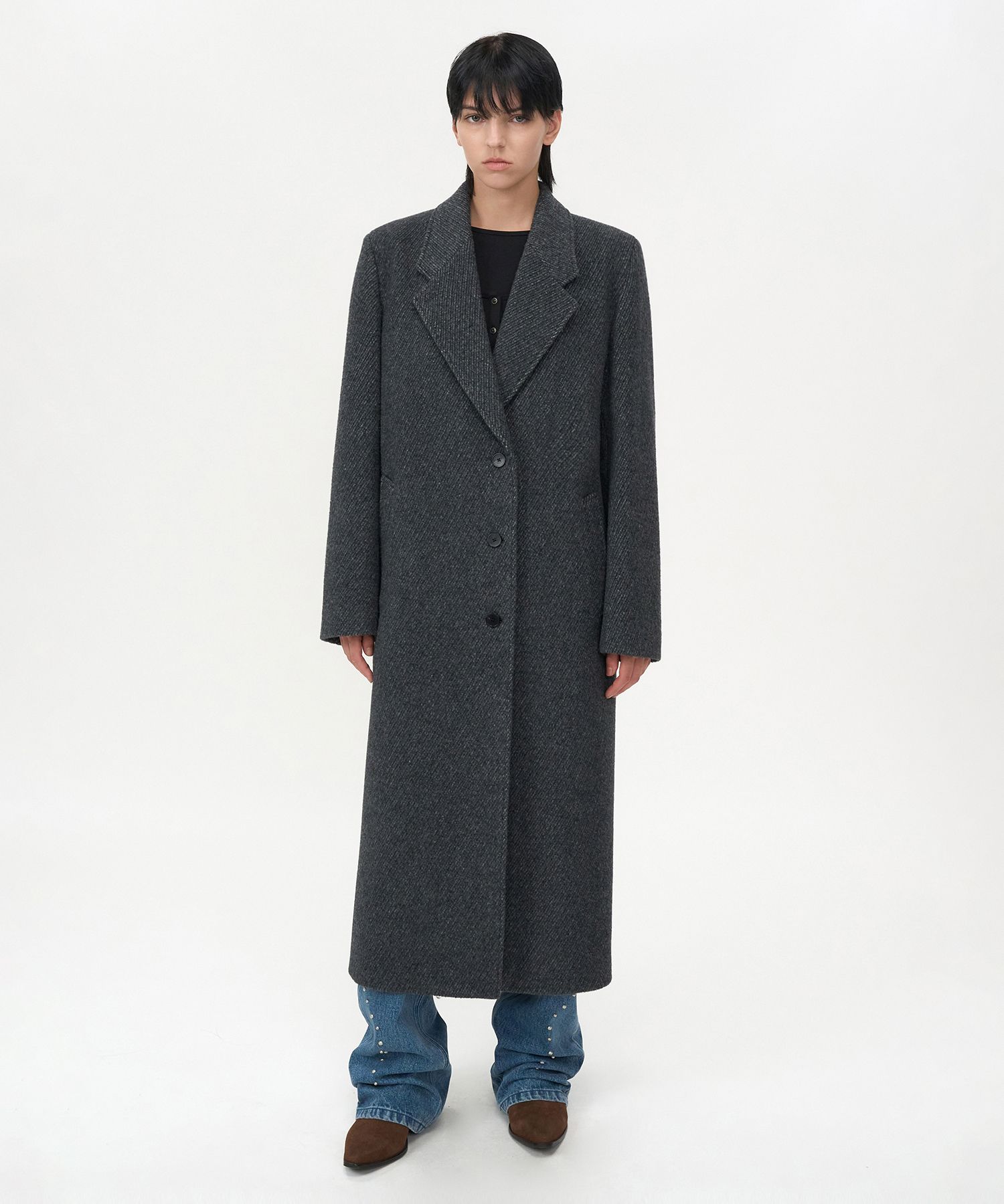 MUSINSA公式 | INSILENCE WOMEN クラシックマキシコート CHARCOAL