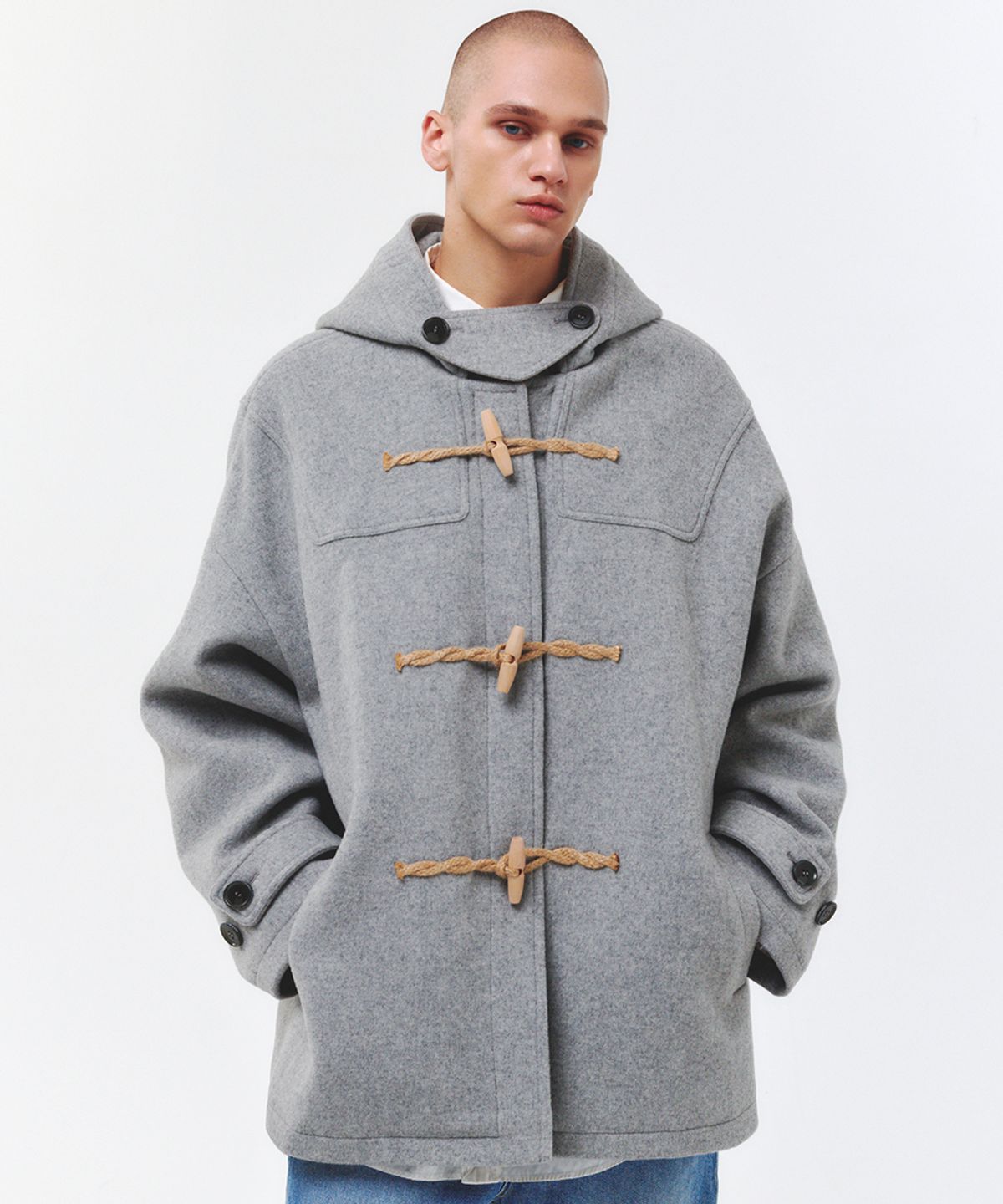 메인부스(MAINBOOTH) [울90%]Oversized Half Duffle Coat(LIGHT GRAY)