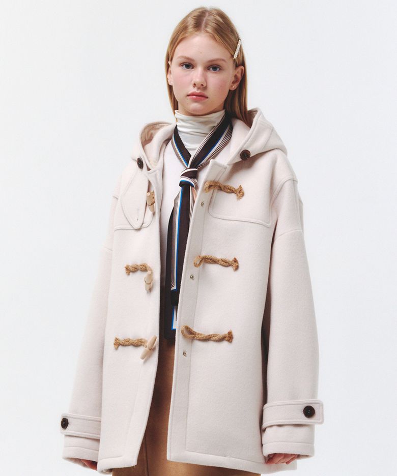 [울90%]Oversized Half Duffle Coat(IVORY)