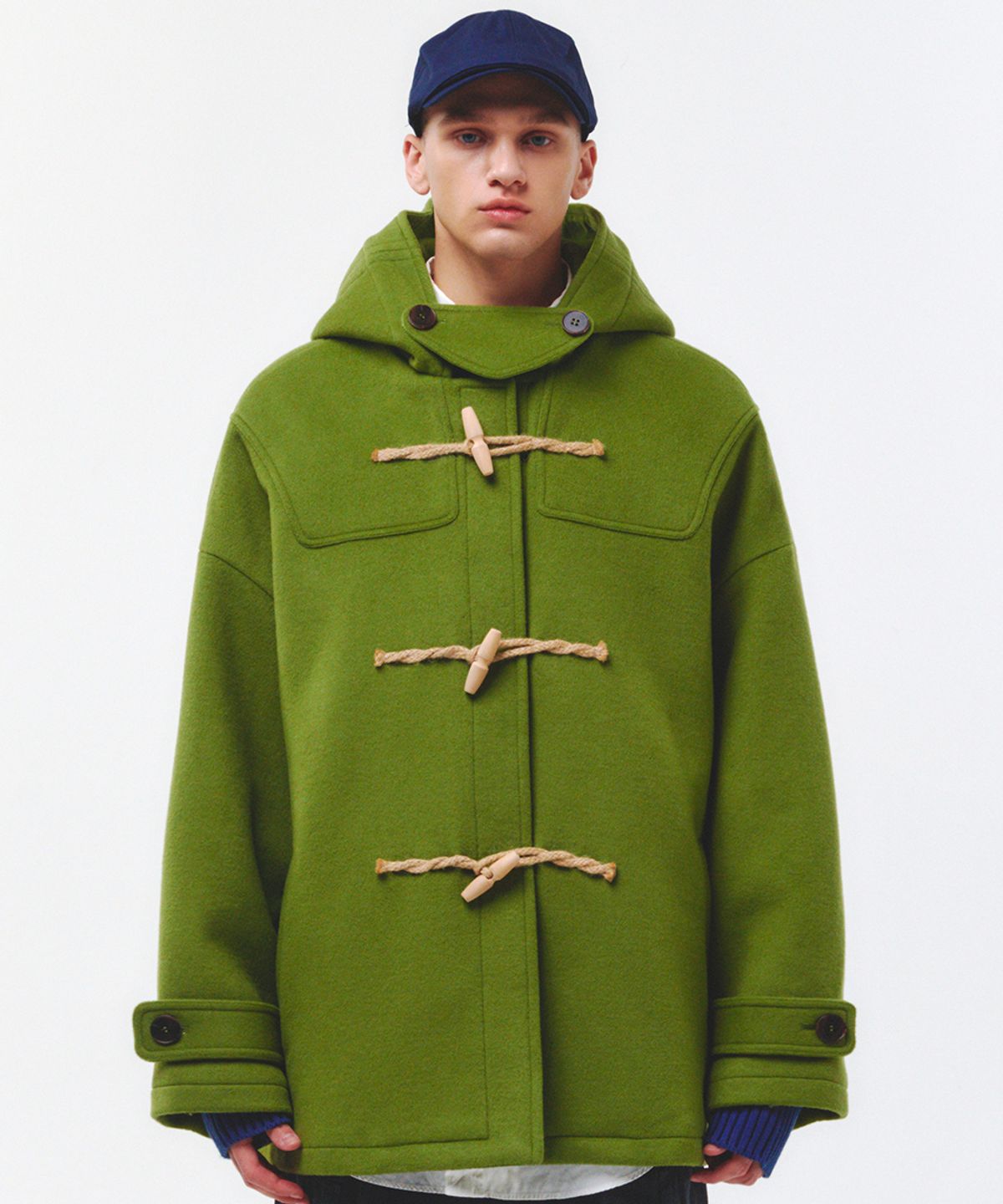 메인부스(MAINBOOTH) [울100%]Oversized Half Duffle Coat(OLIVE GREEN)