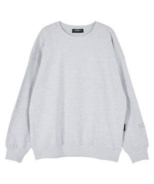 베이직 오버핏 드롭숄더 맨투맨_화이트 멜란지