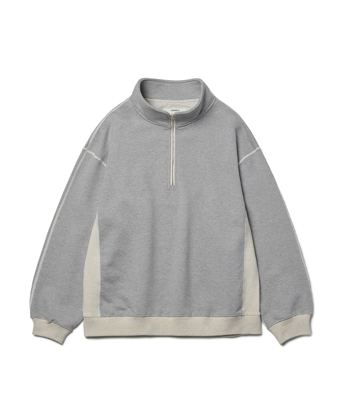 라모랭(RAMOLIN) Shoulder Split Half Zip Sweatshirts Melange Blend