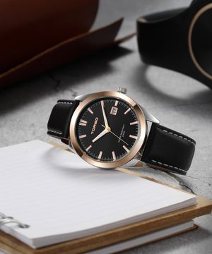 T105L-RBBK 마이다스 캘린더 워치 남성 가죽 밴드 시계