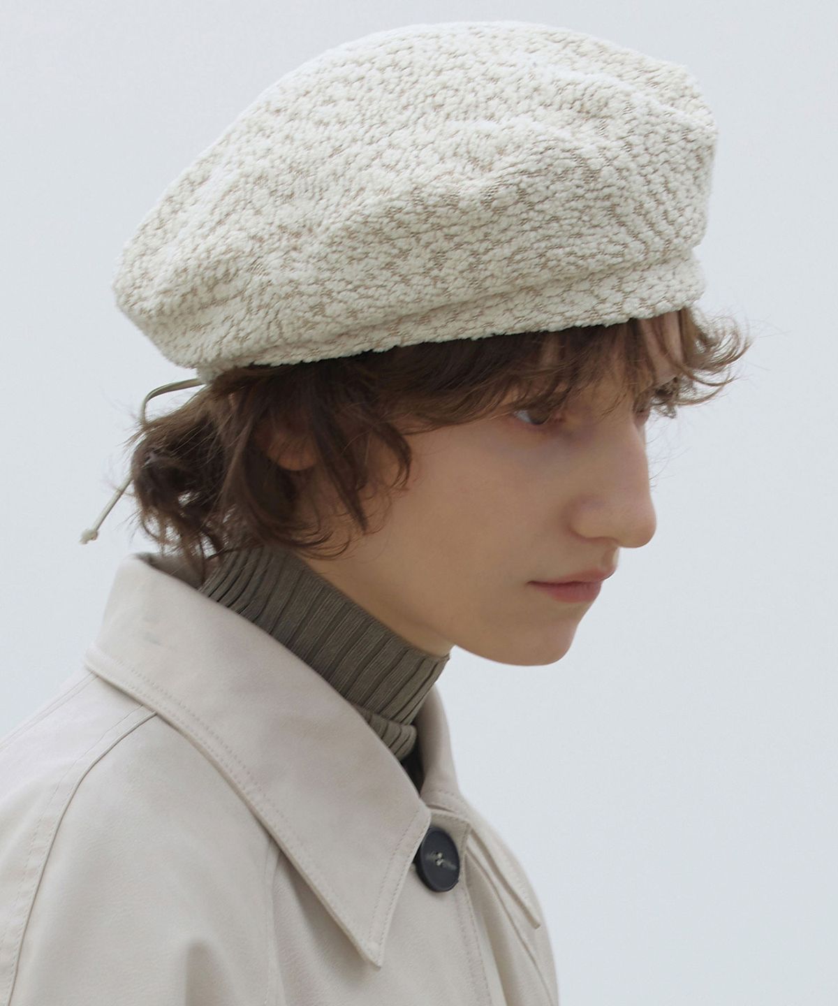 언더컨트롤 스튜디오(UNDERCONTROL STUDIO) PLATE BERET / STRAP / BEAN TWEED / D BEIGE