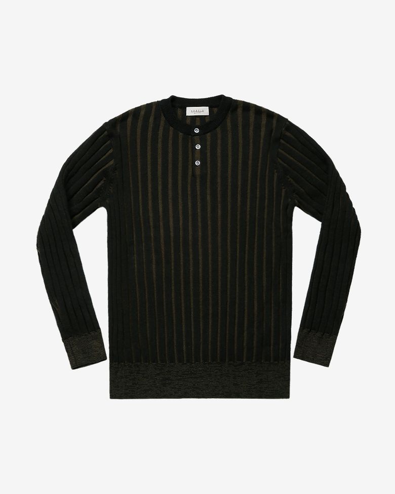 Reverse Combination Henly neck Knit (Black)