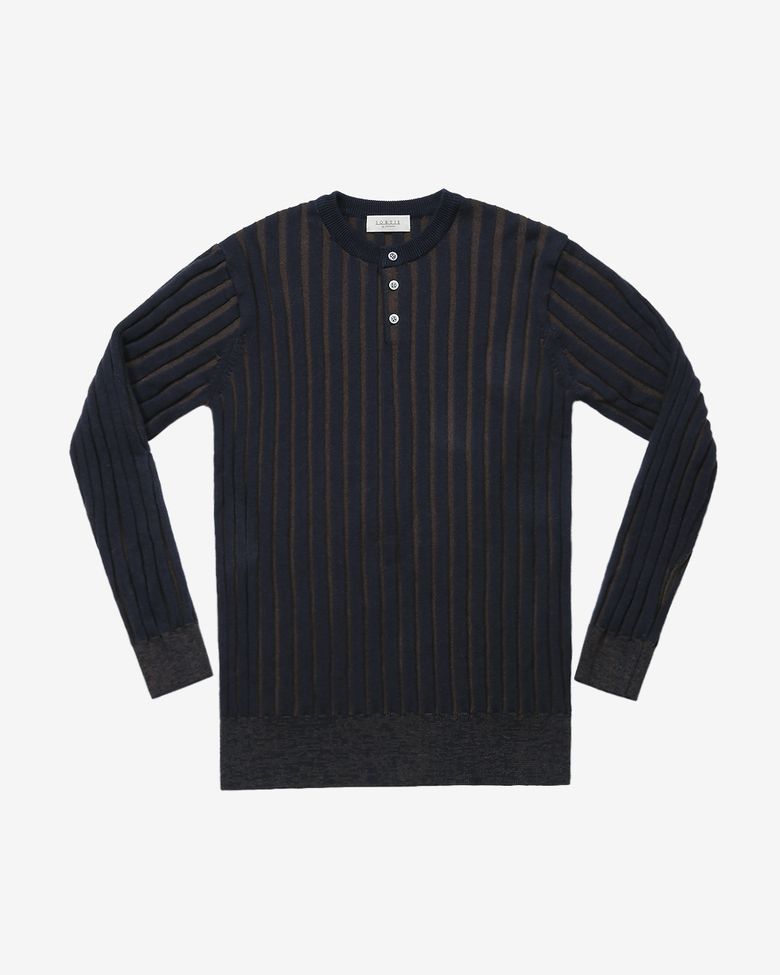 Reverse Combination Henly neck Knit (Navy)