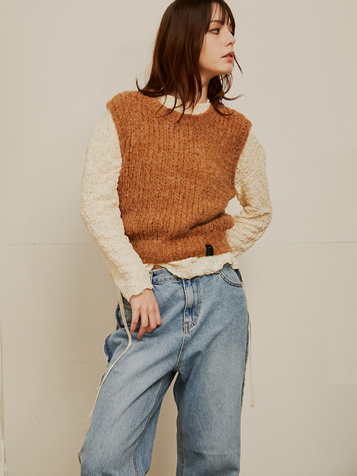 쏘리, 투 머치 러브(SORRY, TOO MUCH LOVE) Candy Wool Knit Vest_Brown