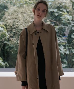 싱글 트렌치 코트 - 베이지