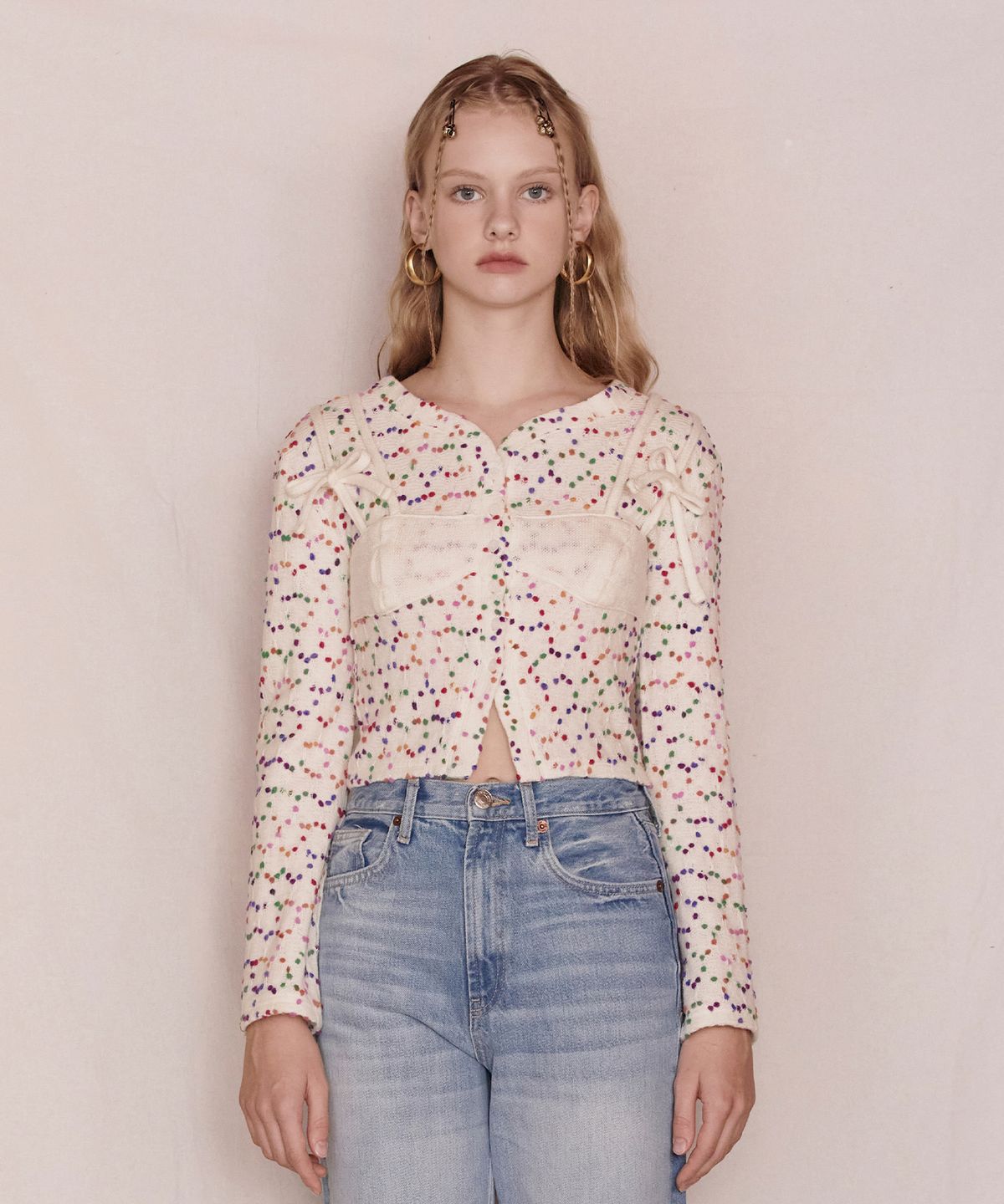 파베르핑거(FABER FINGER) Bustier Layered Dot Knit