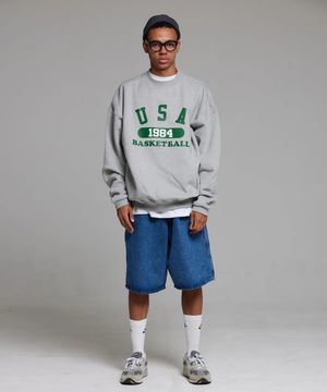 유에스에이 바스켓볼 맨투맨 그레이