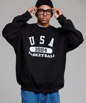 유에스에이 바스켓볼 맨투맨 블랙