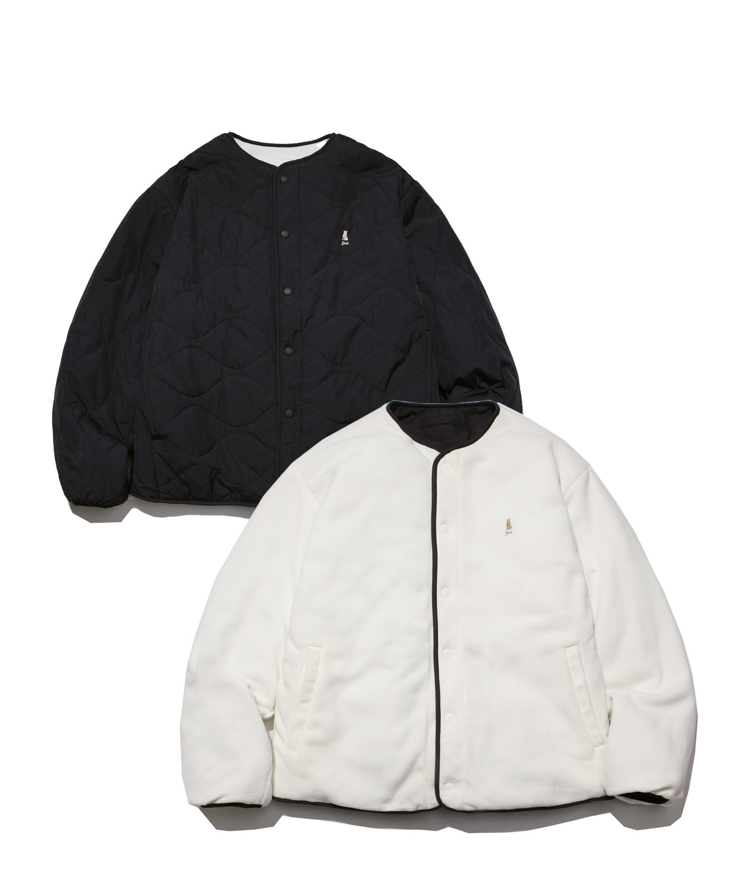 MUSINSA | YALE Reversible Warmup Quilted Jacket Black/Ivory