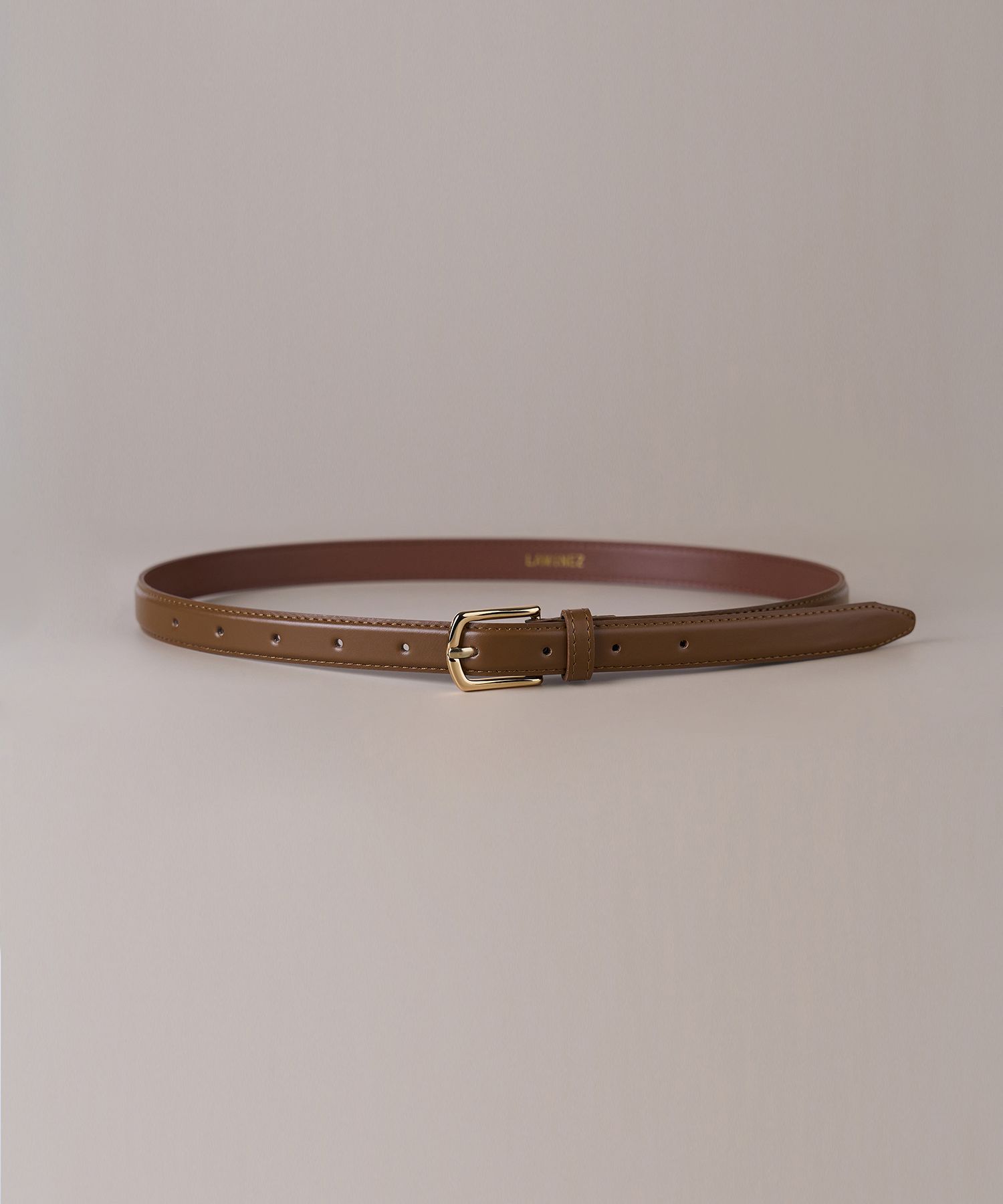 MUSINSA | LAMINEZ Standard Vegan Leather Belt - Brown (Gold)