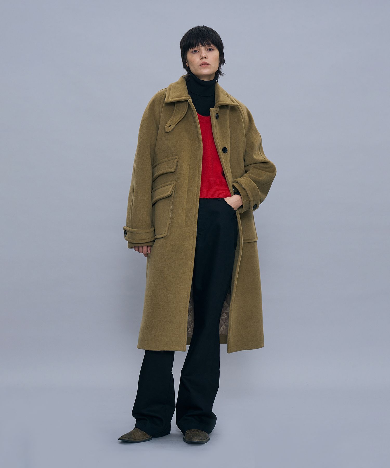 MUSINSA公式 | PARTIMENTO WOMEN バルマカンロングコート_ベージュ