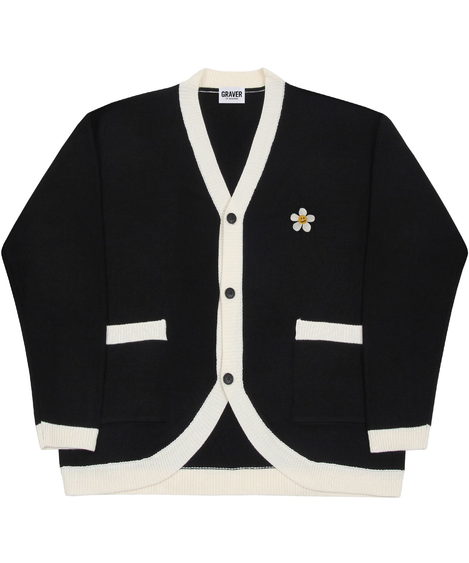 MUSINSA | GRAVER [UNISEX] Flower Dot Embroidered Knit Sweater 