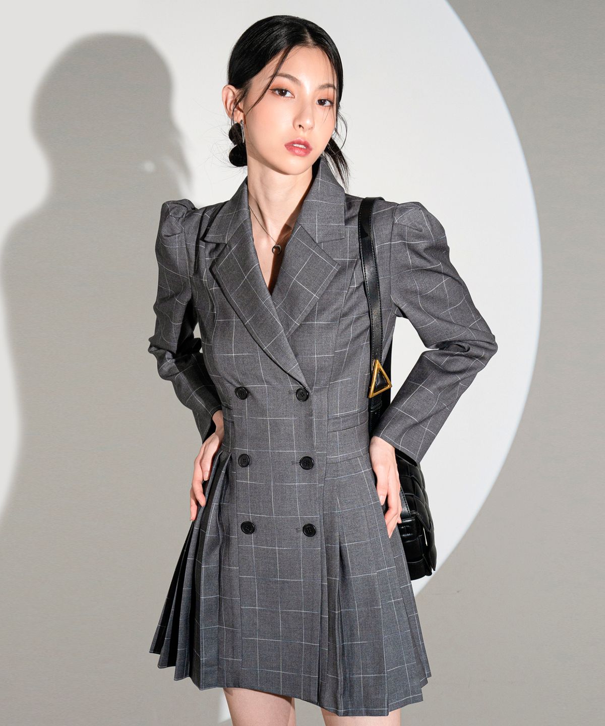 어반드레스(AVANDRESS) Puff Sleeve Pleated Dress CHECK