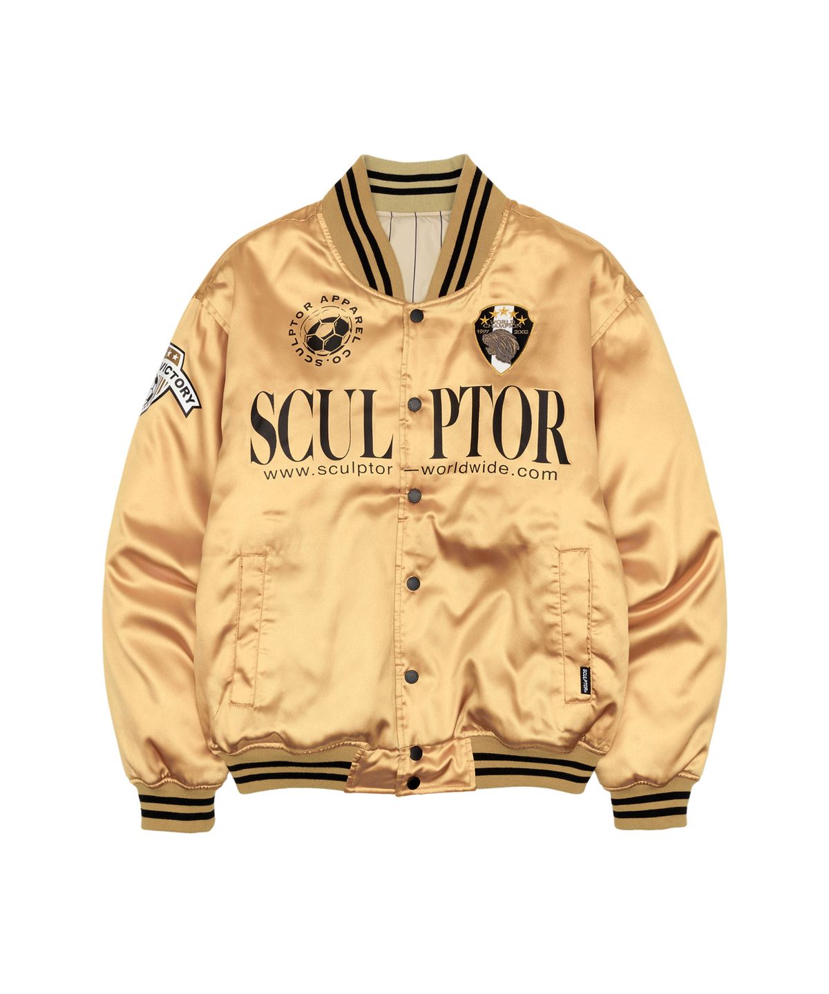 스컬프터(SCULPTOR) Sports Reversible Stadium Jacket Beige/Gold