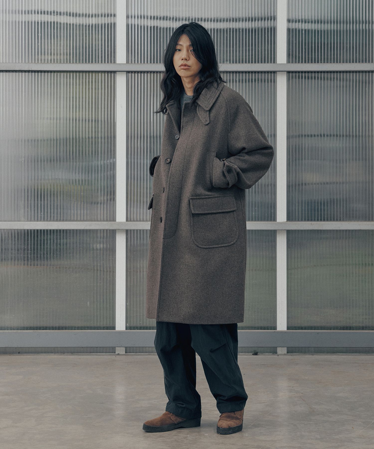 ANOTHER OFFICE Voyager Balmacaan Coat 3紺