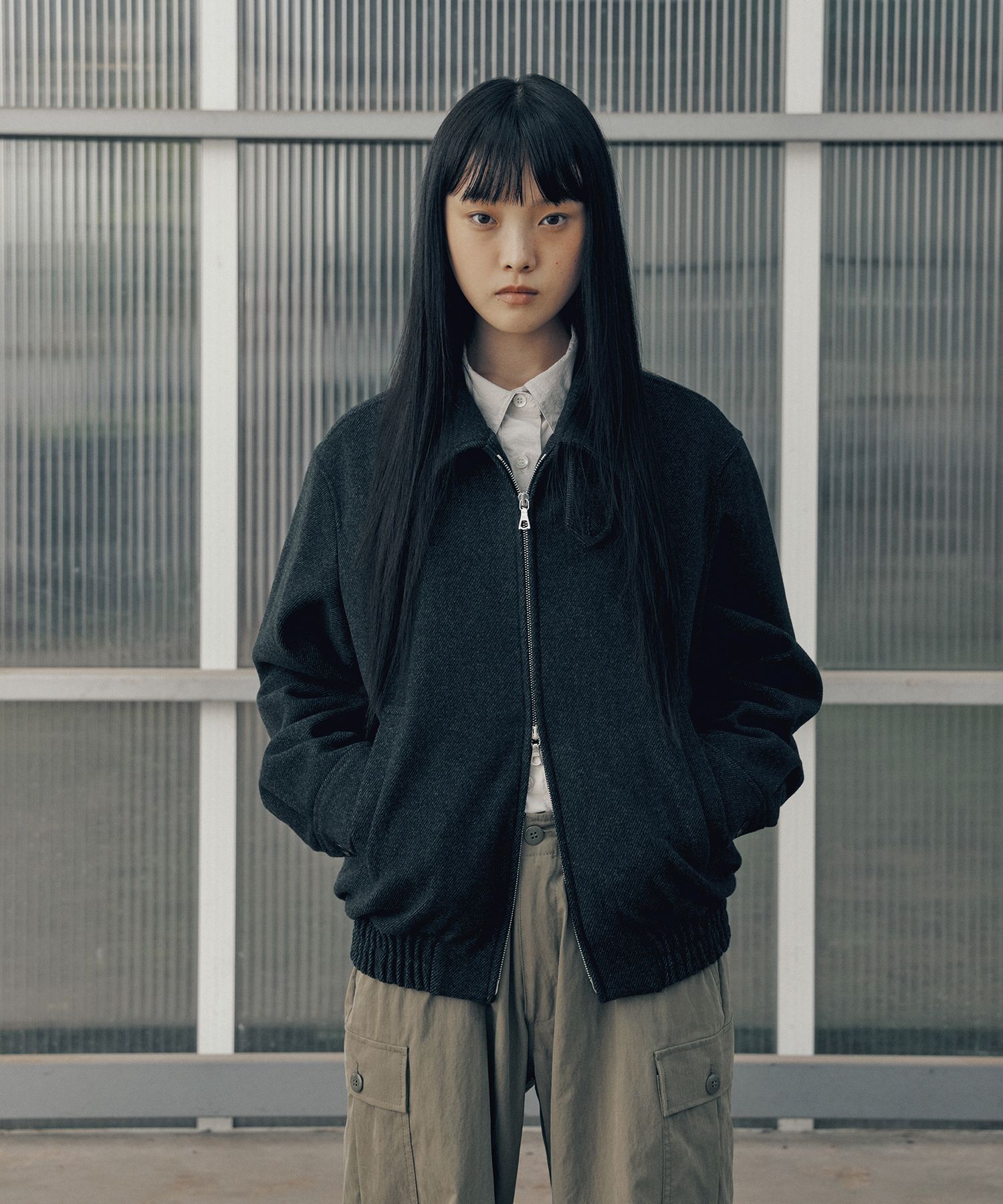 MUSINSA公式 | ANOTHER OFFICE WOMEN Women Volume Blouson (Caviar)