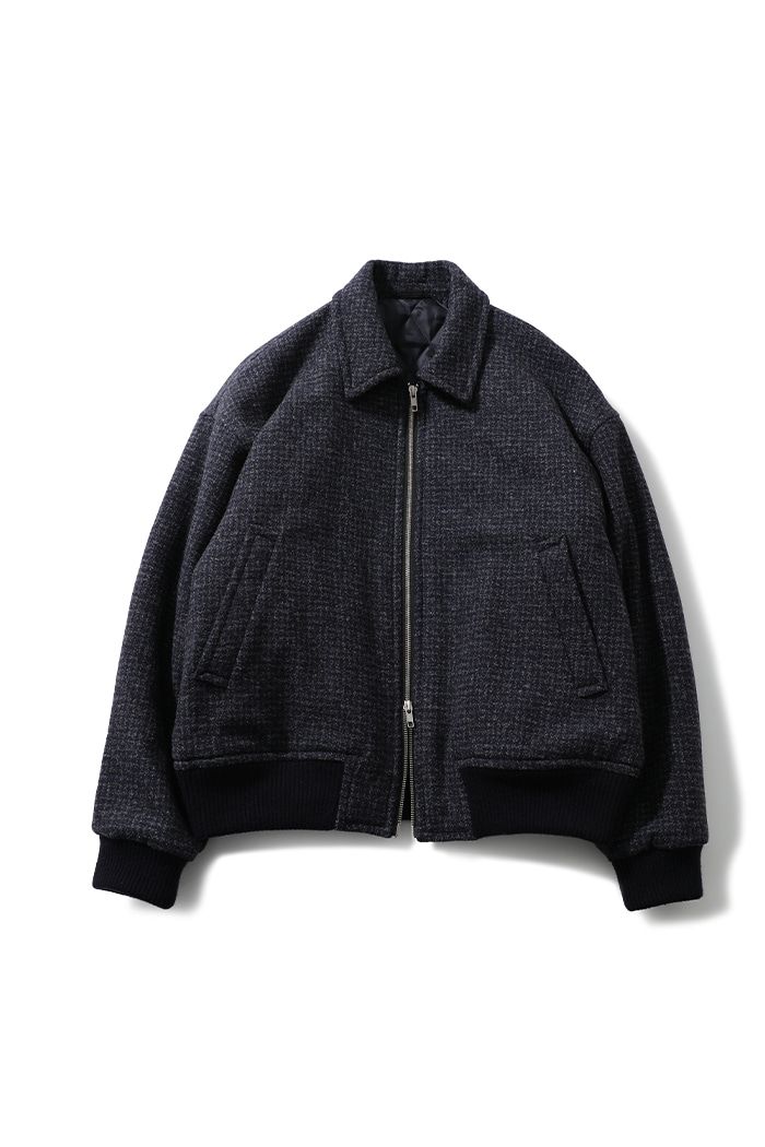 MUSINSA | HORLISUN 22FW Mayor Wool Tweed Blouson Jacket Navy